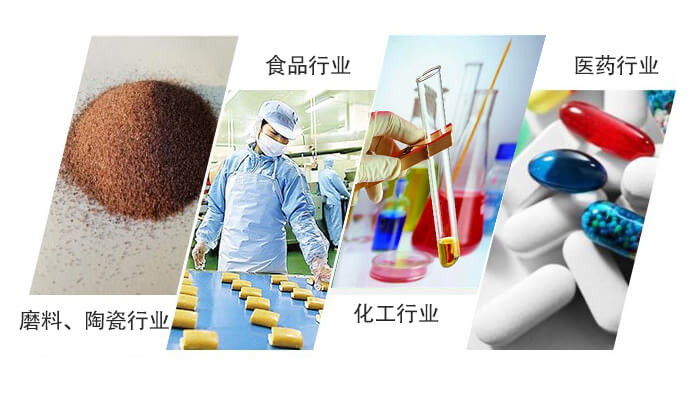 圓形旋振篩適用行業：磨料，陶瓷行業，食品行業，化工行業，醫藥行業。
