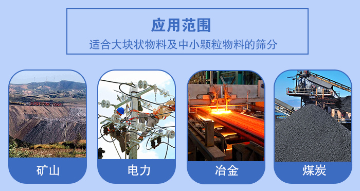 礦業振動篩應用行業:適合大塊狀物料及中小顆粒物料的篩分:礦山,電力,冶金,煤炭等。